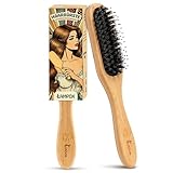 Bambus Haarbürste mit Wildschweinborsten Kopfmassage Haarpflege, Entwirrbürste für lange Haare & Locken von Damen, Herren & Kinder, Massagebürste für die Kopfhaut, Detangler (länglich)
