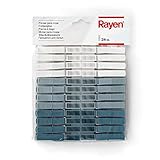 Rayen | 24 Kunststoff Wäscheklammern | Maximaler Halt | rutschfest | Schonend für Kleidung | Weiß/Grau/Blau | Größe: 9 x 1 x 1 cm | XXL