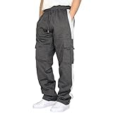 Generisch Outdoor Große Arbeitskleidung Hosen Für Männer Einfarbig Casual Sport Lose Gerade Bein Hosen Damen Schnittschutzhose (Dark Gray, XXL)
