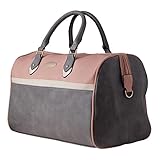 Quenchy London Reisetasche für Damen, PU-Leder, 40 cm x 26 x 24 cm, 25 Liter, Marineblau – QL297M, Zweifarbig, grau-rosa, M, Reisetasche