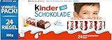 kinder Schokolade – Schokoriegel aus gefüllter Vollmilchschokolade – 1 Packung mit je 24 Einzelriegeln (24 x 12,5 g).