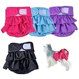 Hund Windeln weiblich, 4pcs Hund Windeln Weibliche, einstellbare absorbierende Wiederverwendbare Hundewindeln mit Paste, Haustierwindeln für Hundeperiode Inkontinenz Töpfchen -Training, wiederverwe