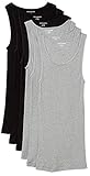Amazon Essentials Herren Tanktop-Unterhemden, 6er-Pack, Grau Meliert/Schwarz, XL