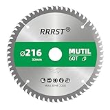 RRRST Sägeblatt Kreissägeblatt 216 x 30 mm, 60 Zähne - Multi Material Feinschnitt - für Aluminium, Kupfer, NE-Metalle, Holz, Sperrholz, Fußleisten, Laminat uvm