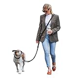FREUDENTIER Umhängeleine Hund - Hundeleine 3m zum Umhängen, stufenlos verstellbar - Leine für kleine, mittelgroße & große Hunde (Schwarz, 3m)