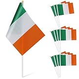 12 Stk Irische Handzeichen-Flagge für St. Patricks Day - Mini-Fahnen Handgehaltene Stockfahne - Handschwenkende Irland Banner Requisiten