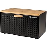 KARL HAUSMANN Brotkastenaus Stahl und Bambus-Deckel, Brotkorb für langanhaltende Frische, Geräumiger und moderner Brotbox (Schwarz)