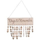 TOPBATHY Holzkalender zum Aufhängen Selbstgemacht Erinnerungstafel mit 50 50 Herz Karten Holztafel Hängekalender für Wohnzimmer Geburtstagsdekoration