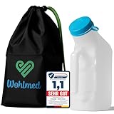 Wohlmed-auslaufsichere Urinflasche für Männer aus solidem Kunststoff mit leuctendem Deckel inkl. diskrete Aufbewahrungstasche-Geruchsschutz 1000 ml Harnflasche für Zuhause, Auto, Camping und unterwegs