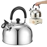 Kochfeld Wasserkocher, Camping Wasserkocher für kochendes Wasser, Tragbare Camping Teekanne für Kochfeld, Wasserkocher mit Pfeife, Teekessel mit Klappgriff für Camping Angeln
