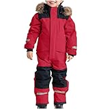 SMUXP Bunte siamesische Schneeanzüge für Kinder, Mädchen, Jungen, Skianzüge, Jacken, Winter-Jumpsuits, 2025 Happy New Year, Rot#2, 130