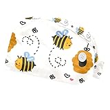 DHH166 2 Packungen Arbeitskappe mit Knöpfen, Schweißband, verstellbare Hüte, chirurgische Kappen für Damen, Herren, goldenes Saxophon, Musiknoten, mehrfarbig7, Einheitsgröße