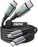 INIU 240W USB C Kabel, [2Pack 2m] PD Schnellladekabel USB C auf USB C, Nylon Geflochten Ladekabel USBC Ladegerät für iPhone 17 16 15 Pro Max Samsung Galaxy S25 S24 Ultra Pixel 9 iPad Pro MacBook Air