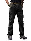 Breampot Herren Cargohose Baumwolle Baggy Chino Hosen Freizeit Outdoorhose Arbeitshose Trouser Pants (Large, Schwarz)