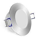 linovum WEEVO Einbaustrahler LED flach IP44 für Bad & Außen - warmweiß 5W 230V - Einbauspot Badeinbaustrahler rund gebürstet