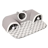 Dioeazh Katzentunnel | DREI Öffnungen Katzenbett Tunnel Für Drinnen | Interaktives Spielzeug Für Kleintiere Katzen Welpen Langeweile Bereicherung Schlafzimmer Wohnzimmer