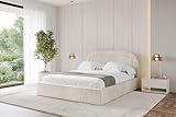 ALTDECOR Polsterbett mit Bettkasten und Lattenrost, Bett mit Kopfteil, Boxbett ohne Matratze, Doppelbett mit Stauraum - LERAY - 200x200 Beige Casablanca