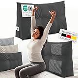ELONEO Rückenkissen 70 cm breit, Keilkissen für Bett und Sofa geeignet, dreieckiges Lesekissen, Kissen mit abnehmbarem und waschbarem Bezug, mit praktischem Seitenfach