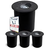 SSC-LUXon 4er Set JUAVI Bodeneinbauleuchte aussen IP67 - Bodenstrahler schwarz matt rund 230V befahrbar für 1x GU10 (separat erhältlich)