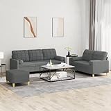 3-TLG. Sofagarnitur mit Kissen Dunkelgrau Stoff,PremiumSofa dunkelgrau: Bequemlichkeit und Stil für Ihr Wohnzimmer Wohnzimmer, Sofas