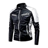 VSOLS Herren Winter Lederjacke Motorradjacke Futter Stehkragen Casual Faux Pu Brown Windbreaker (Color : 7, Size : XXX-Large)