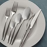 Karaca Laurel 84 Stück 12 Personen Eleganz Besteck Set, 12 Stück Esslöffel, Tafelgabel, Tafelmesser, Dessertlöffel, Dessertgabel, Dessertmesser, Teelöffel