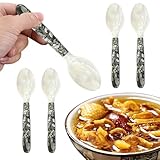 Kaviarlöffel Muschel – Schwarz-weiße Muscheln, polierter Perlenlöffel, edles Esszimmerzubehör, kompaktes Küchenutensil | Verwendung für -Verkostung, Vorspeisen, Gourmet-Meeresfrüchte-, k