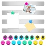 Mexgcom 4 Stück Magnettafel Memotafel, Selbstklebend Magnetleisten, 30x3cm, mit 16 Starke Magnete (4 Farben), Magnettafel Magnete für Schule, Büro, Dokumente und Fotos (4PCS)