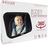 Babyautospiegel für den Rücksitz - Sicherster Autositzspiegel mit kristallklarer Sicht, bruchsicherer, verstellbarer Rückspiegel für Säuglinge, Kinder, Babys und Neugeborene mit Blick nach hinten