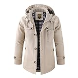 Generisch Herren Fleecejacke Teddy Mantel Winter Übergangsjacke Holzfäller Hemd mit Kapuze Karohemd Lockere Lässige Flanellstoff Jacken Sweatjacke Winddichte Fahrradjacke