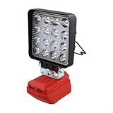 LED-Arbeitsleuchte mit 16 Chips, verstellbar, 90 ° Neigung und 330 ° Drehung, Zinklegierung, Kopfhaken zum Aufhängen, USB-Ladeanschluss, kompatibel mit 4511396/4511437 18 V Akku