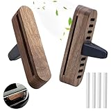 Auto Diffuser, 2 Stück Auto Diffuser für Ätherische Öle, Auto Duft Innenraum, Auto duft mit 4PCS Nachfüllauflagen, Auto Duft Holz für mehr Fahrspaß und Fahrfreude Ohne Öl