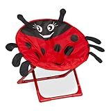 Relaxdays Moonchair Kinder, Marienkäfer, faltbar, HxBxT: 47x50x48 cm, Kinderstuhl draußen & drinnen, Kindersessel, rot