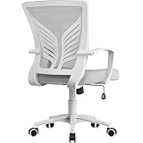 Yaheetech Bürostuhl Ergonomisch, Höhenverstellbarer Schreibtischstuhl mit Lendenwirbelstütze im Schmetterling-Design, Drehstuhl mit Schaukelfunktion, Chefsessel fürs Arbeitszimmer/Büro, Hellgrau