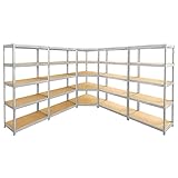 Certeo Mega Deal | 4X Lagerregal + 1x Eckregal | HxBxT 180 x 150 x 45 cm | Verzinkt | Fachbodenregal pulverbeschichtet Steckmontage Spar-Set