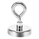 Anksixx 80KG Haftkraft Super Stark Neodym Ösenmagnet, Power Magnet Perfekt zum Magnetfischen - Ø 48mm mit Öse Neodymium Topfmagnet