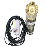 CHM GmbH Brunnenpumpe 3 Zoll sandverträglich 0,75 kW 2500 L/h 5,8 Bar Messinglaufräder, Pumpe Zisterne mit Anlaufkondensator Box + Rückschlagventil