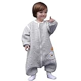 MIKAFEN Schläfsack Baby Langarm Winter kinderSchlafsack,Hund Muster Baby Schlafsack mit Füßen Baumwolle Junge Mädchen Unisex ganzjahres Schlafanzug. (S:80cm 0-16 Monat, Grau)