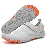 IEEILULU Badeschuhe Kinder, Wasserschuhe Kinder, Schwimmschuhe Kinder mit Klettverschluss, Aquaschuhe Kinder für Jungen Mädchen (Grau, Kleinkind, 28, Numerisch, EU Schuhgrößensystem, M)