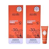 eco elio Sommer Vibes LSF 50, 2x 75 ml I Wasserfeste Sonnencreme mit 5 % Dexpanthenol I Für Sport, Schwimmen & Outdoor I Nicht fettend, ohne Duftstoffe I Spar-Set plus Pharma Perle give-away