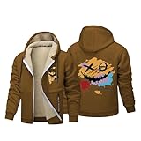 WAZHAKU Winterjacke Herren Sherpa Fleece Hoodie mit Tie-Dye Muster Thermojacke Wintermantel mit Verdickte Plüsch Winter Warme Gefütterte Fleecejacke Winddicht Outdoorjacke Bequeme Freizeitjacke