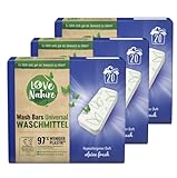 Love Nature Wash Bars Universal Waschmittel, 60 (3 x 20) Waschladungen, vordosiert und mit nachhaltiger Verpackung, kompakte Waschkraft mit Inhaltsstoffen natürlichen Ursprungs