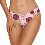 Amooorous Damen Bikinihose Vintage Geblümt Rot Rosa Elegant Volle Abdeckung Takini Bademode Hose für Wasser, Vintage geblümt Rot Rosa, L