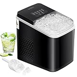 WOLTU Eiswürfelmaschine, 15 kg/24 Std., 9 Eiswürfel in 7 Min., 1,4 L Wassertank, 2 Eiswürfel Größen, LED Bildschirm, Selbstreinigungsfunktion, Eiswürfelbereiter mit Sichtdeckel, Schwarz