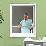 empasa Insektenschutz Rollo Fenster CLASSIC Fliegengitter Mückenschutz ausziehbar, aus PVC und schwarzem Fiberglas, einfache Montage, Selbstbausatz, individuell kürzbar, bis max. 150 x 220 cm