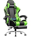 GTPLAYER Bürostuhl Gaming Stuhl Gaming Sessel Ergonomischer Gamer Stuhl mit Fußstütze, Kopfstütze Lendenkissen, Gepolstert Gaming Chair, Drehsessel Grün
