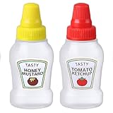 Saucenflasche – Gewürzflaschen mit 2 Stück, 25 ml Salatdressingbehälter | BPA-freie Ketchup-Flaschen, tropffreie Saucenflaschen für Ketchup