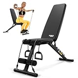 TREX SPORT TX-110B Hantelbank klappbar | Trainingsbank 7-fach verstellbare Rückenlehne | Flachbank & Schrägbank