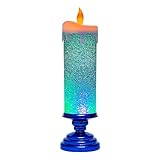 Yarryuter LED-Weihnachtskerzen, Farbwechselnde LED-Wasserkerze mit Glitzer, Flammenlose LED-Kerzenbeleuchtung, Schreibtisch, Tisch, Einfach zu Verwenden, 27,5 X 8 cm, Blau