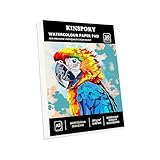 KINSPORY Aquarellpapier A5 mit 30 Blatt - 300gsm Aquarellblock, kaltgepresstes Textur-Aquarellpapier, Skizzenbuch, Wasserfarben Papier für Malerei, Zeichnung, Skizzen und Mischtechnik - 14,8 x 21 cm